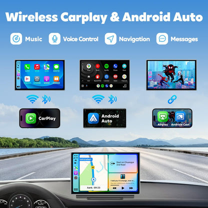 [Upgrade] Westods Wireless Apple Carplay & Android Auto with 2.5K Dash Cam, 1080P Backup Camera, Portable 7" HD IPS Screen for Car, GPS Navigation, Bluetooth, AirPlay, MirrorCast, AUX/FM Transmitter